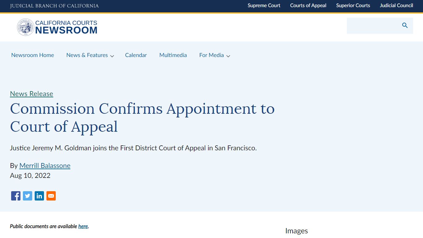 Commission Confirms Appointment to Court of Appeal | California Courts ...